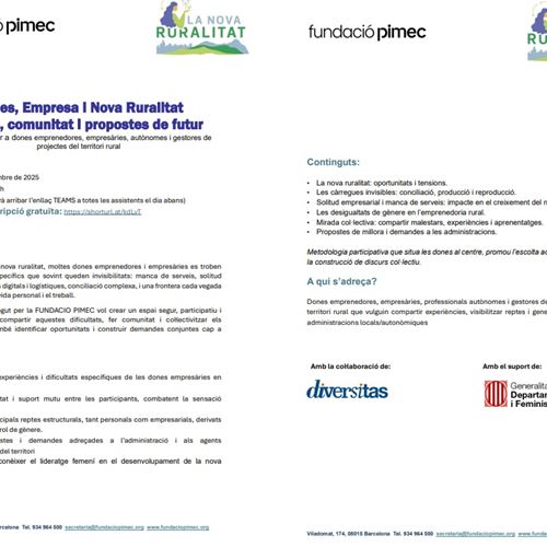 Dones, Empresa i Nova Ruralitat Reptes, comunitat i propostes de futur Taller virtual per a dones emprenedores, empresàr